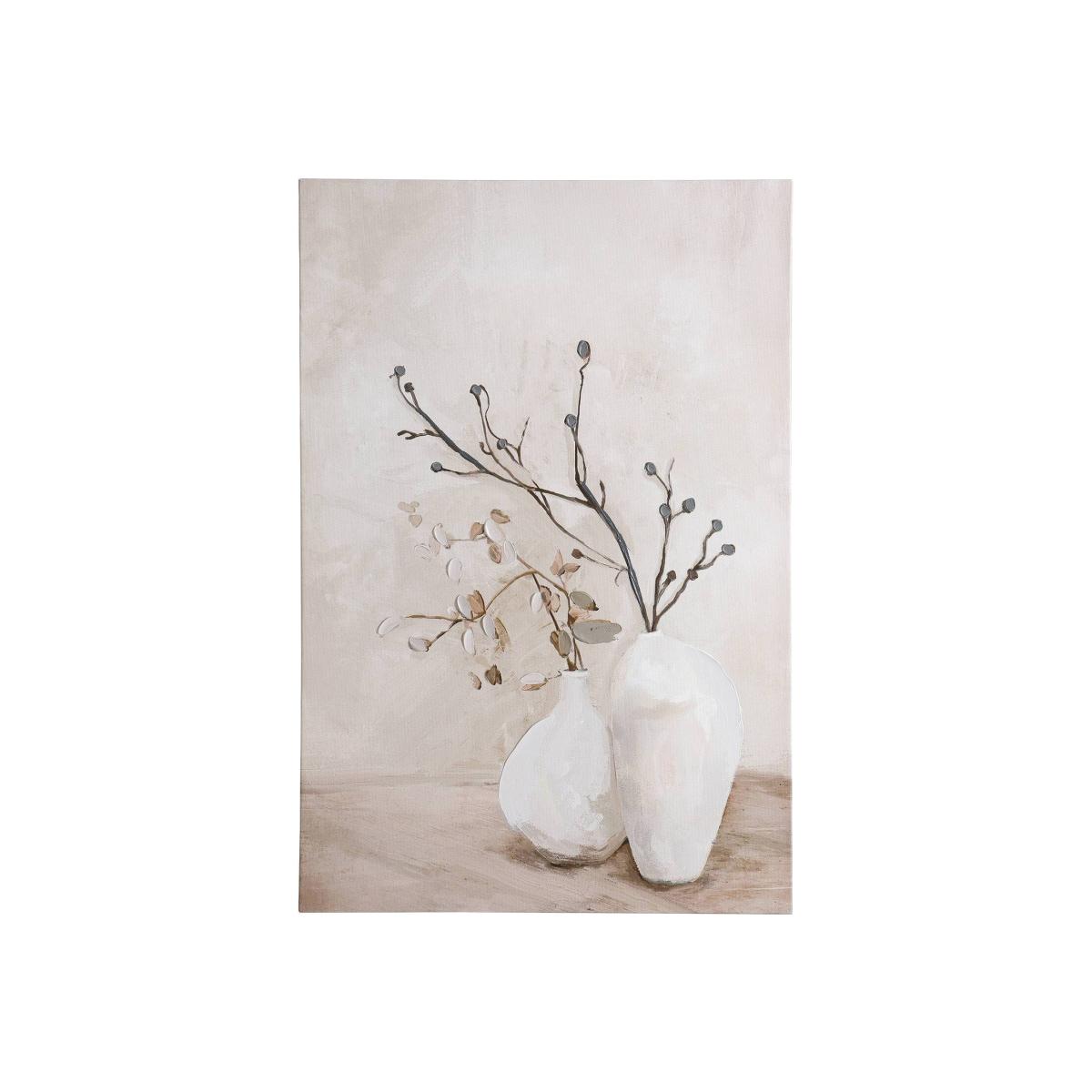 EGLO Jerantut Neutral Printed Canvas With Painted Vases - Beige, White – image 1