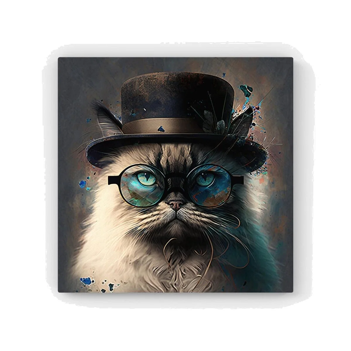 Birman Cat Face Splashart HD Metal Print - Neutral / 40cm