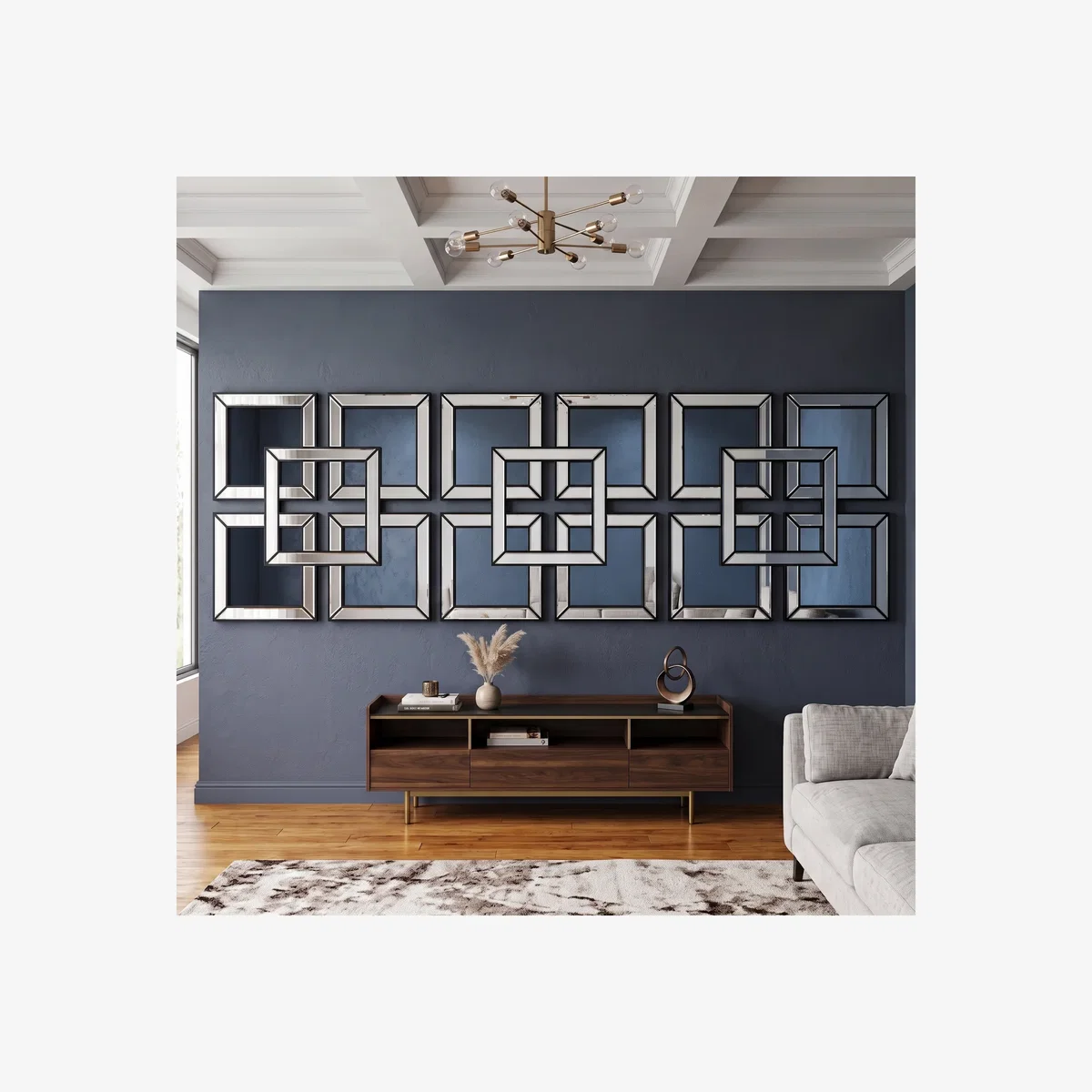 2x Black Art-Deco Mirrored Wall Art 40Cm - Blacky / 3