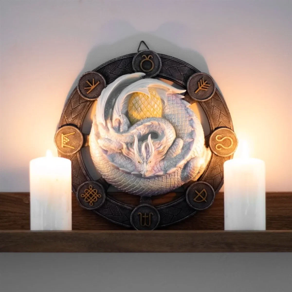 Ostara Dragon Resin Wall Plaque by Anne Stokes Spring Magic Art - Cream – image 4