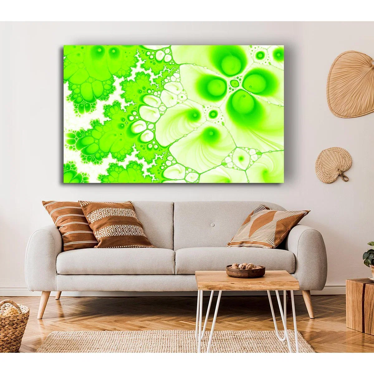 Hydrolysis Dream Lime Green Canvas Print Wall Art - Yellow / 50.8cm – image 3