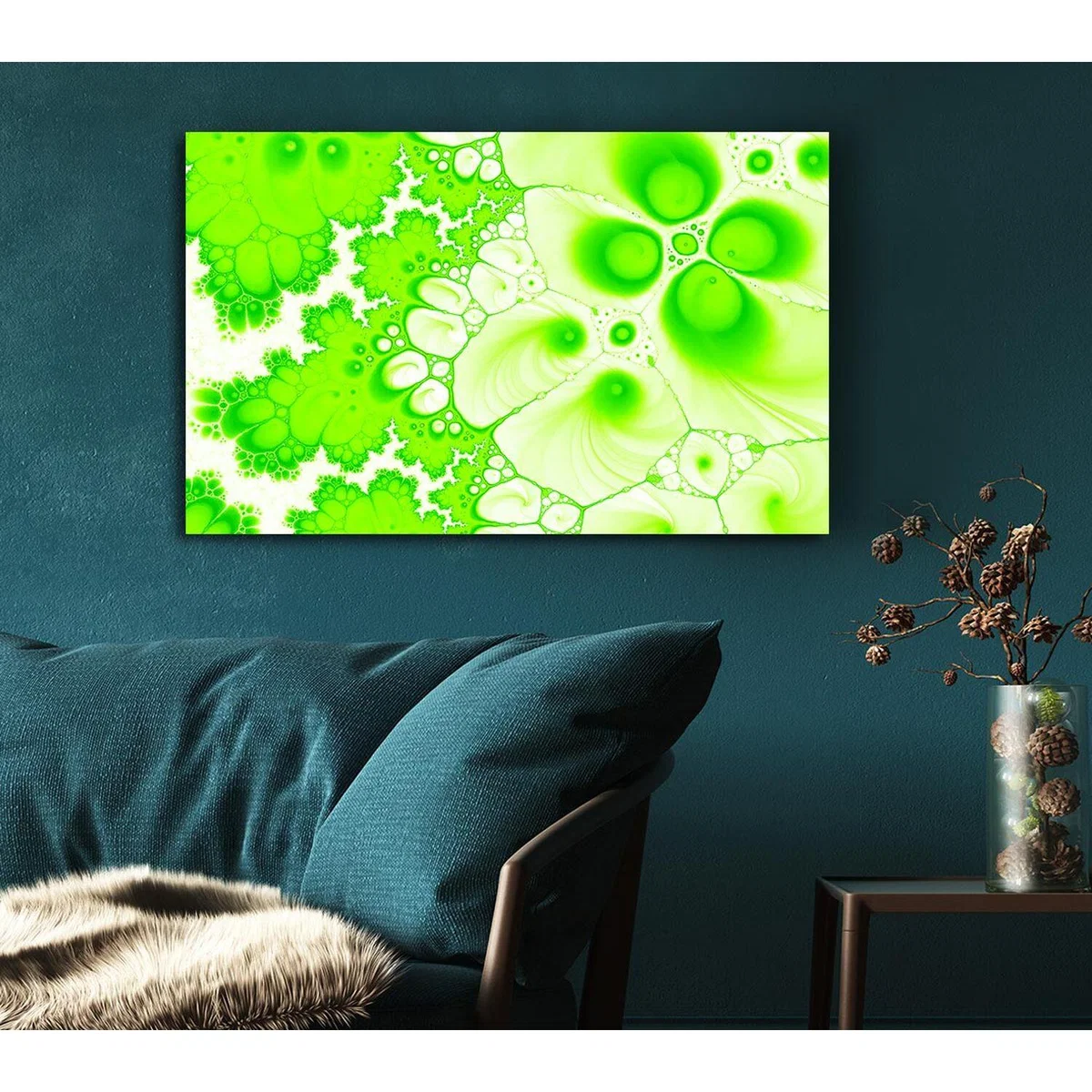 Hydrolysis Dream Lime Green Canvas Print Wall Art - Yellow / 50.8cm – image 4