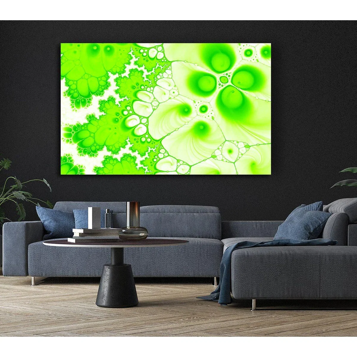 Hydrolysis Dream Lime Green Canvas Print Wall Art - Yellow / 50.8cm – image 5