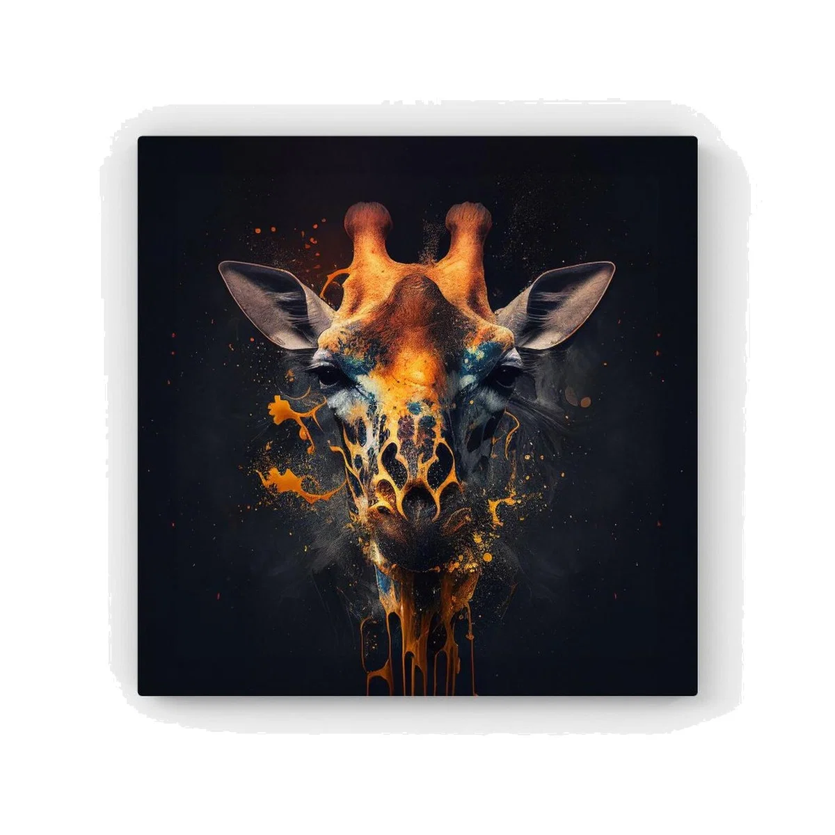 Golden Giraffe Face Splashart HD Metal Print - Yellow / 30cm