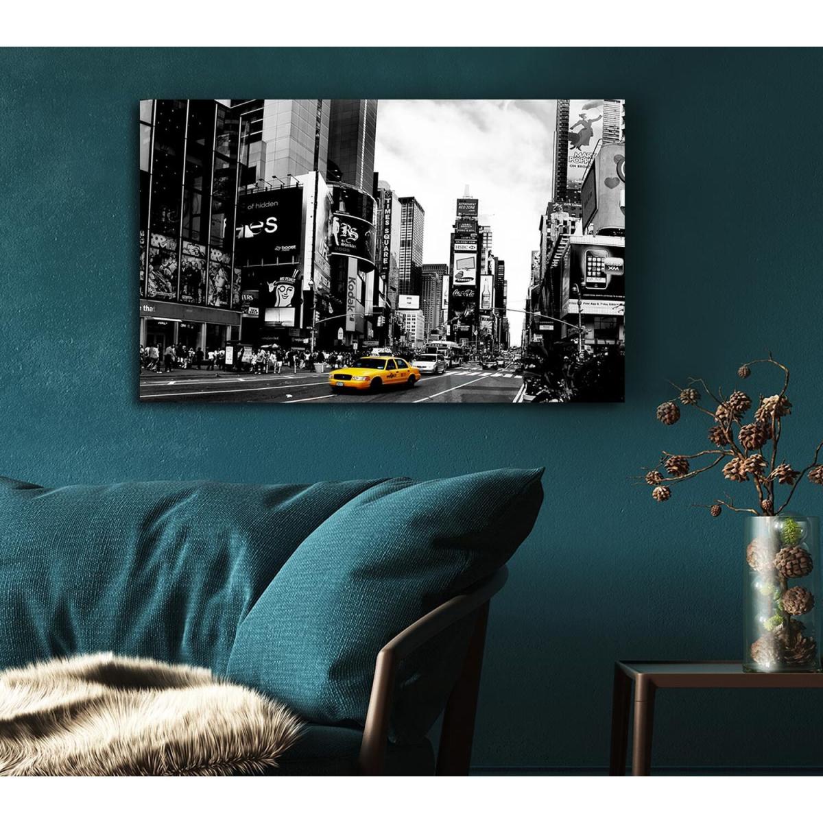 Broadway Yellow Cab B n W Canvas Print Wall Art - Yellow / 50.8cm – image 5