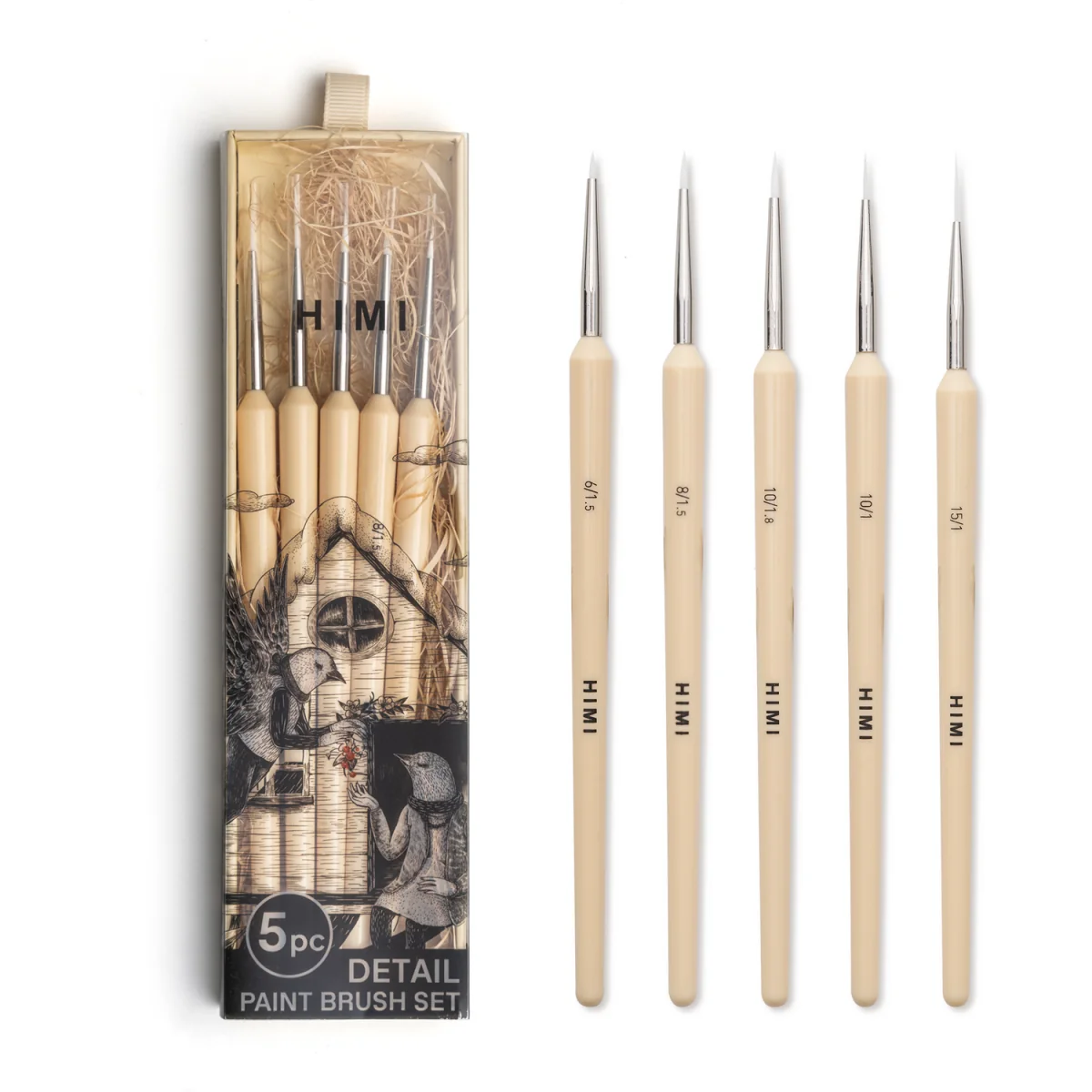 HIMI Brush Set of 5, Includes 5 Liner Brushes, Detail Painting Brush, Precision – image 2