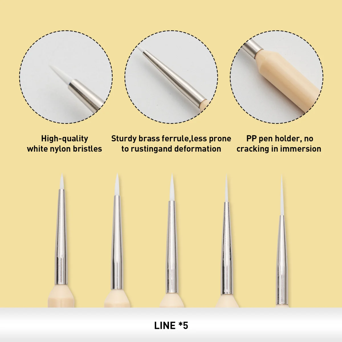 HIMI Brush Set of 5, Includes 5 Liner Brushes, Detail Painting Brush, Precision – image 4