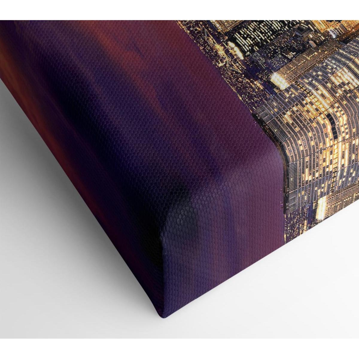 Manhattan Aerial View At Night Canvas Print Wall Art - Yellow / 35.56cm – image 2