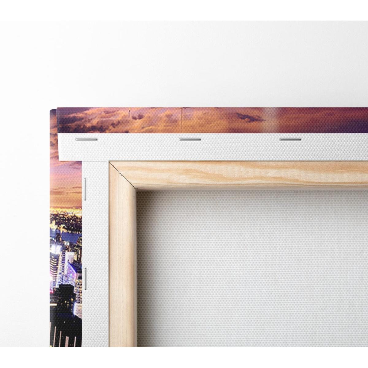 Manhattan Aerial View At Night Canvas Print Wall Art - Yellow / 35.56cm – image 3