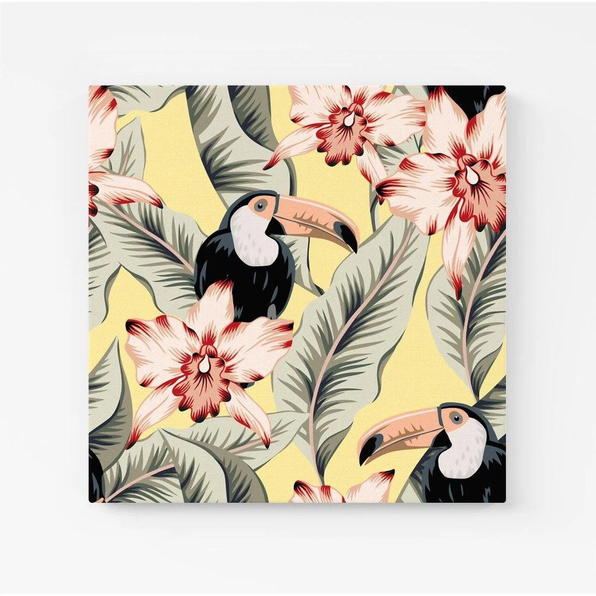Toucans, Orchids And Palm Leaves Canvas Print - Yellow / Medium – image 2