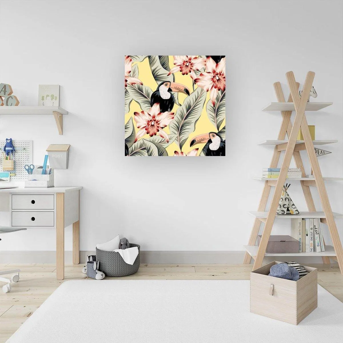 Toucans, Orchids And Palm Leaves Canvas Print - Yellow / Medium – image 4