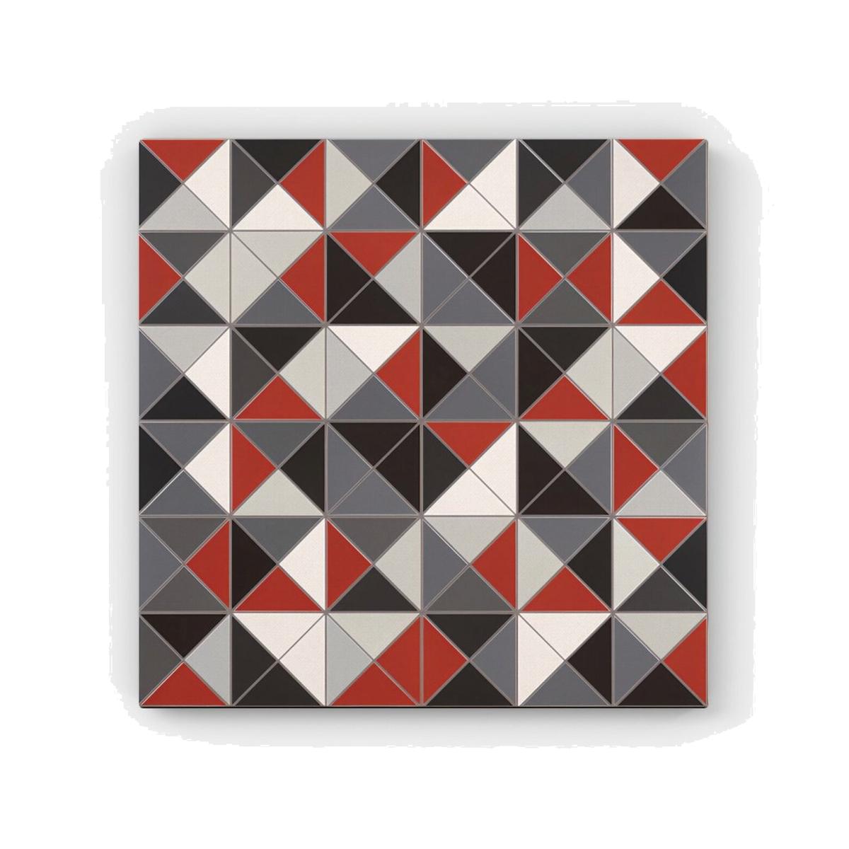 Grey Red Triangle Geometric HD Metal Print - Red / 40cm