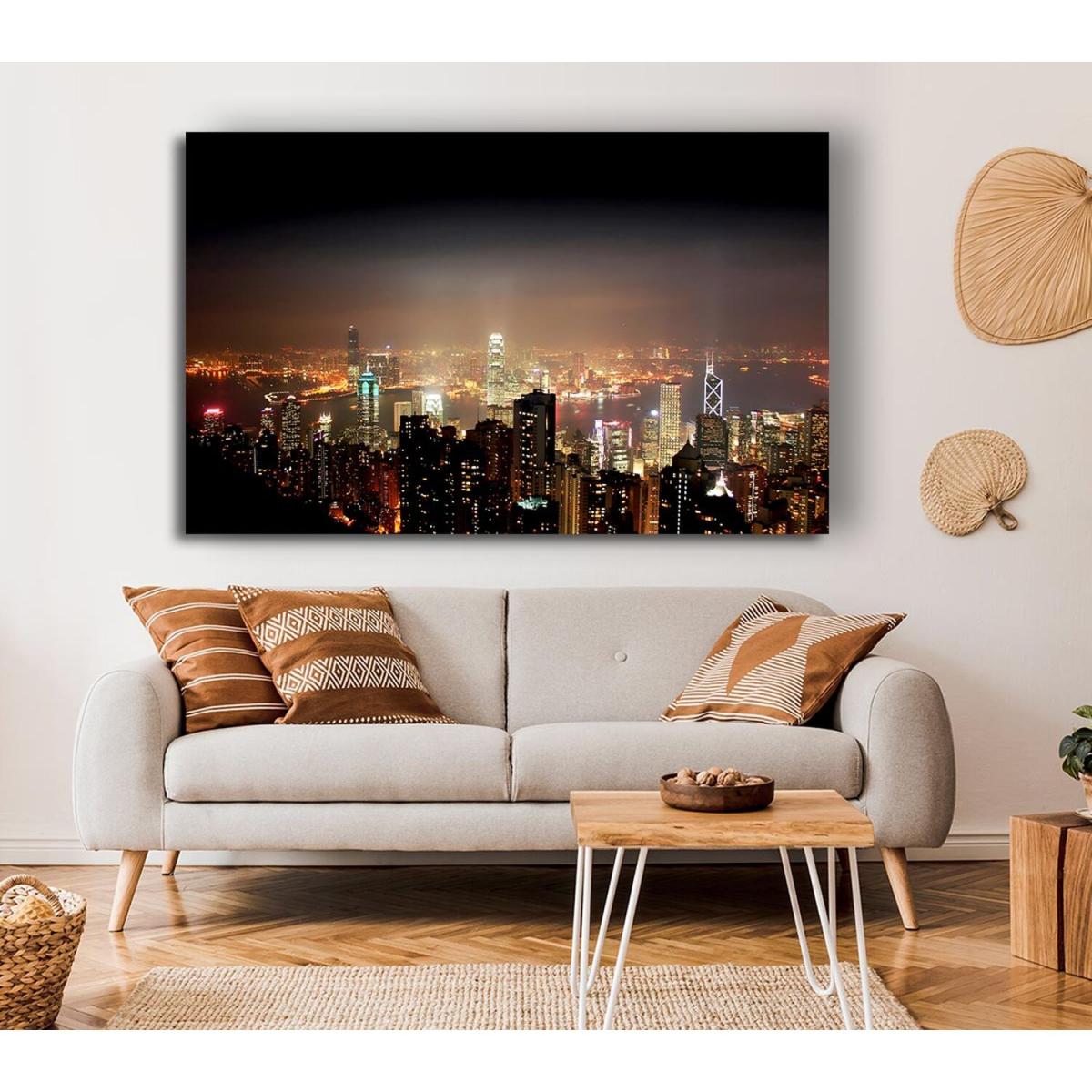 Hong Kong From Above Canvas Print Wall Art - Yellow / 66.04cm – image 3