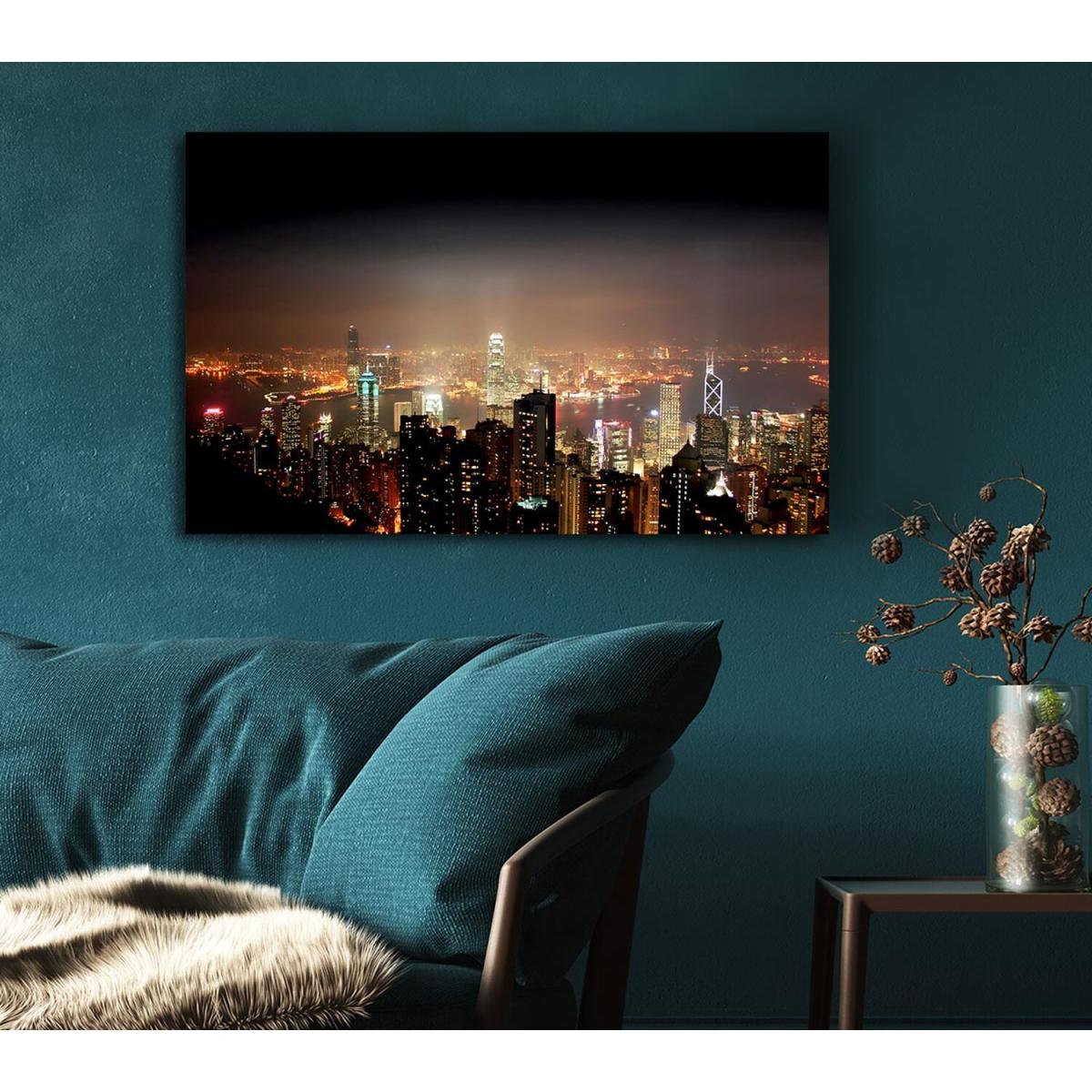 Hong Kong From Above Canvas Print Wall Art - Yellow / 66.04cm – image 4