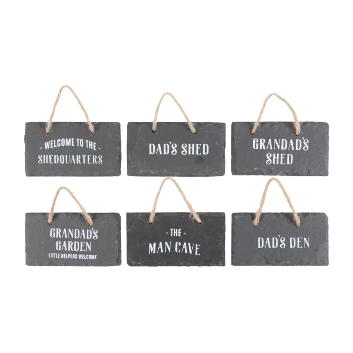 Set of 24 Rustic Mini Slate Signs for Dad Grandpas Man Cave, Garden Shed - Grey