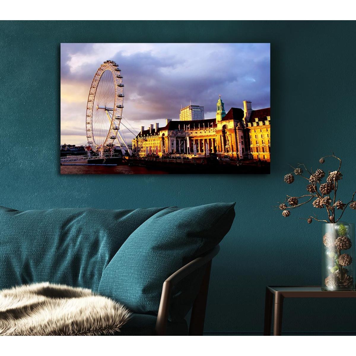London Eye Morning Light Canvas Print Wall Art - Yellow / 81.28cm – image 5