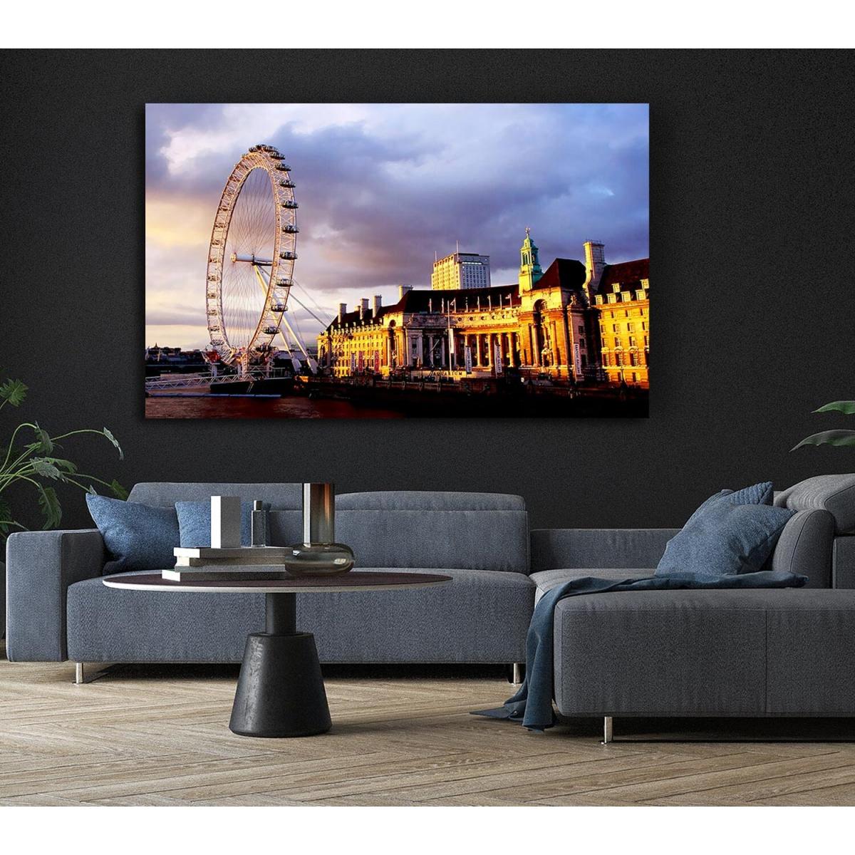 London Eye Morning Light Canvas Print Wall Art - Yellow / 81.28cm – image 6