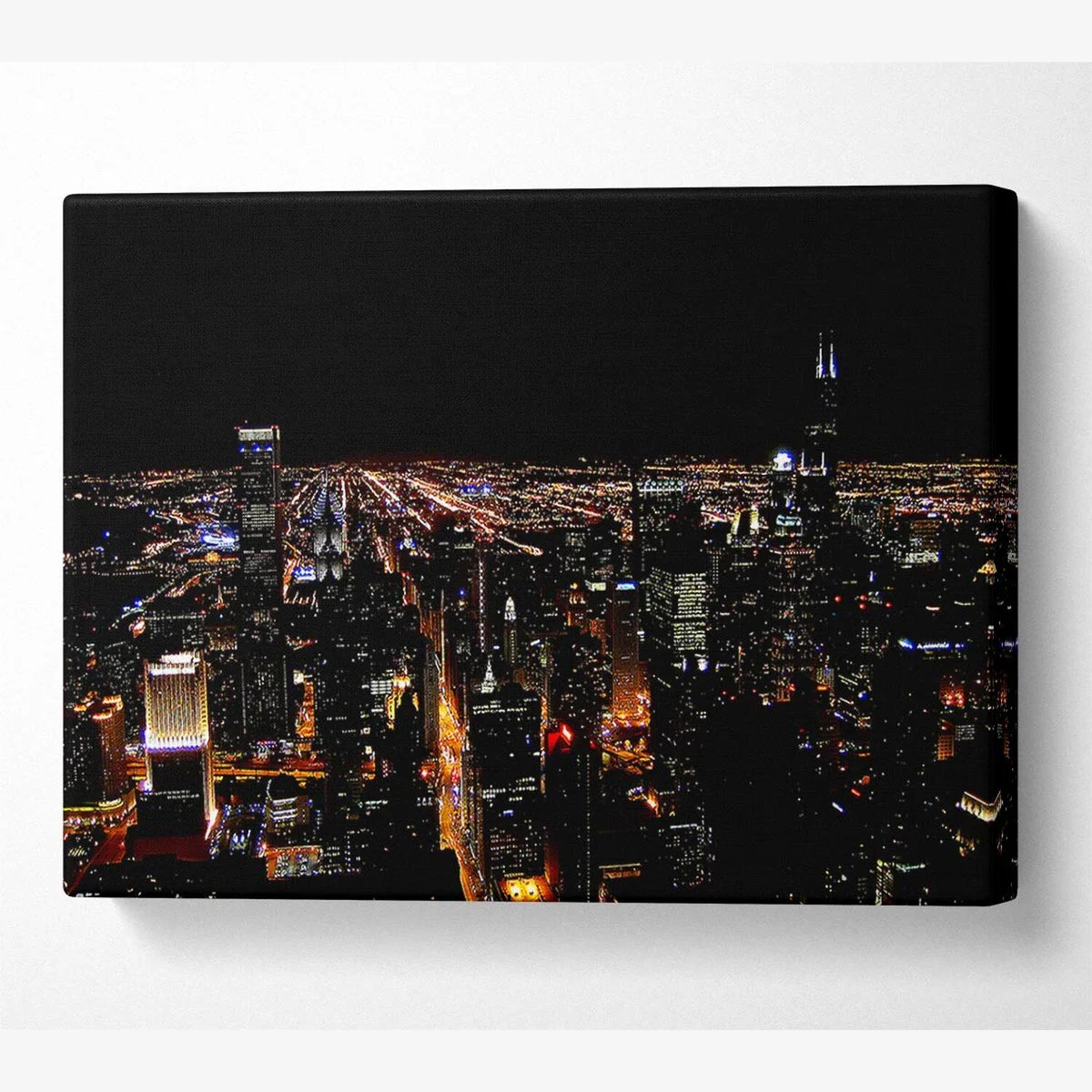 Ariel View Of The Night City Canvas Print Wall Art - Yellow / 81.28cm – image 1