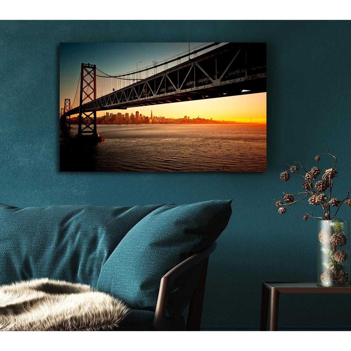 Downtown Bay Bridge Canvas Print Wall Art - Yellow / 50.8cm – image 4