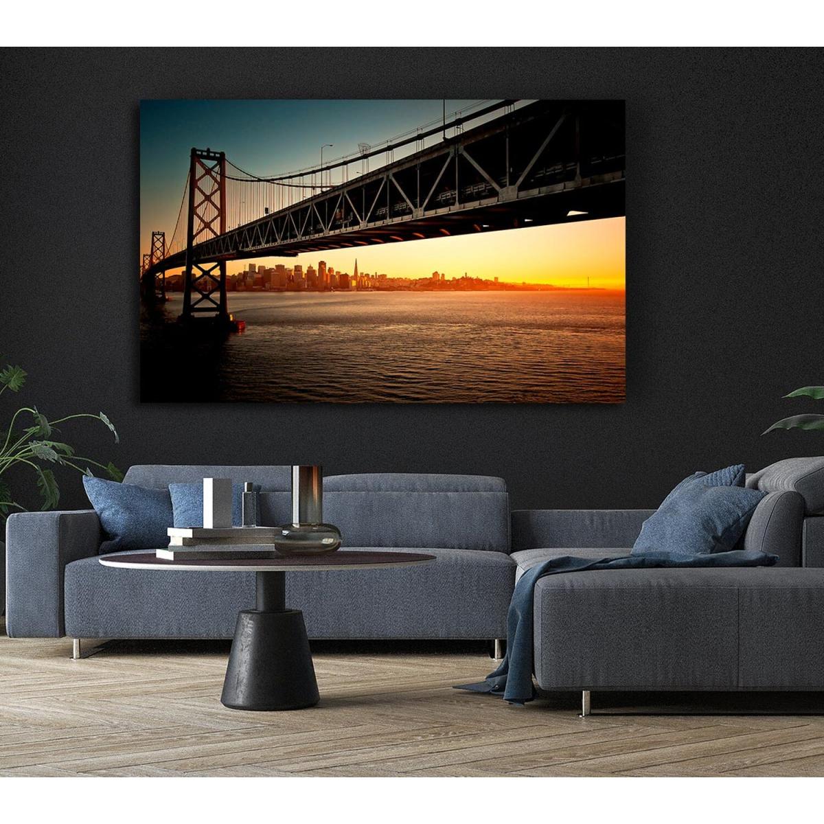 Downtown Bay Bridge Canvas Print Wall Art - Yellow / 50.8cm – image 5