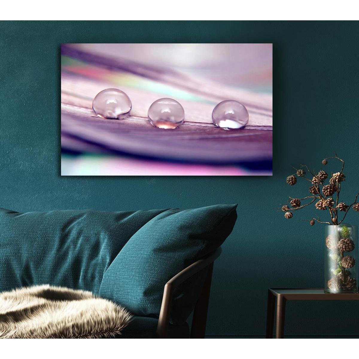 Three Water Drops Canvas Print Wall Art - Yellow / 35.56cm – image 4