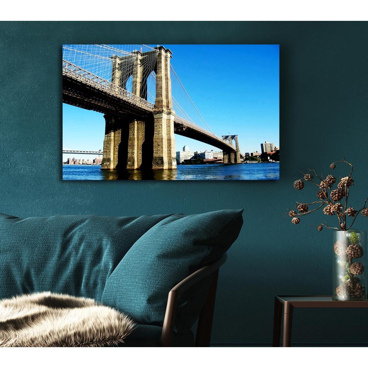 Brooklyn Bridge By Day Canvas Print Wall Art - Yellow / 66.04cm – image 5