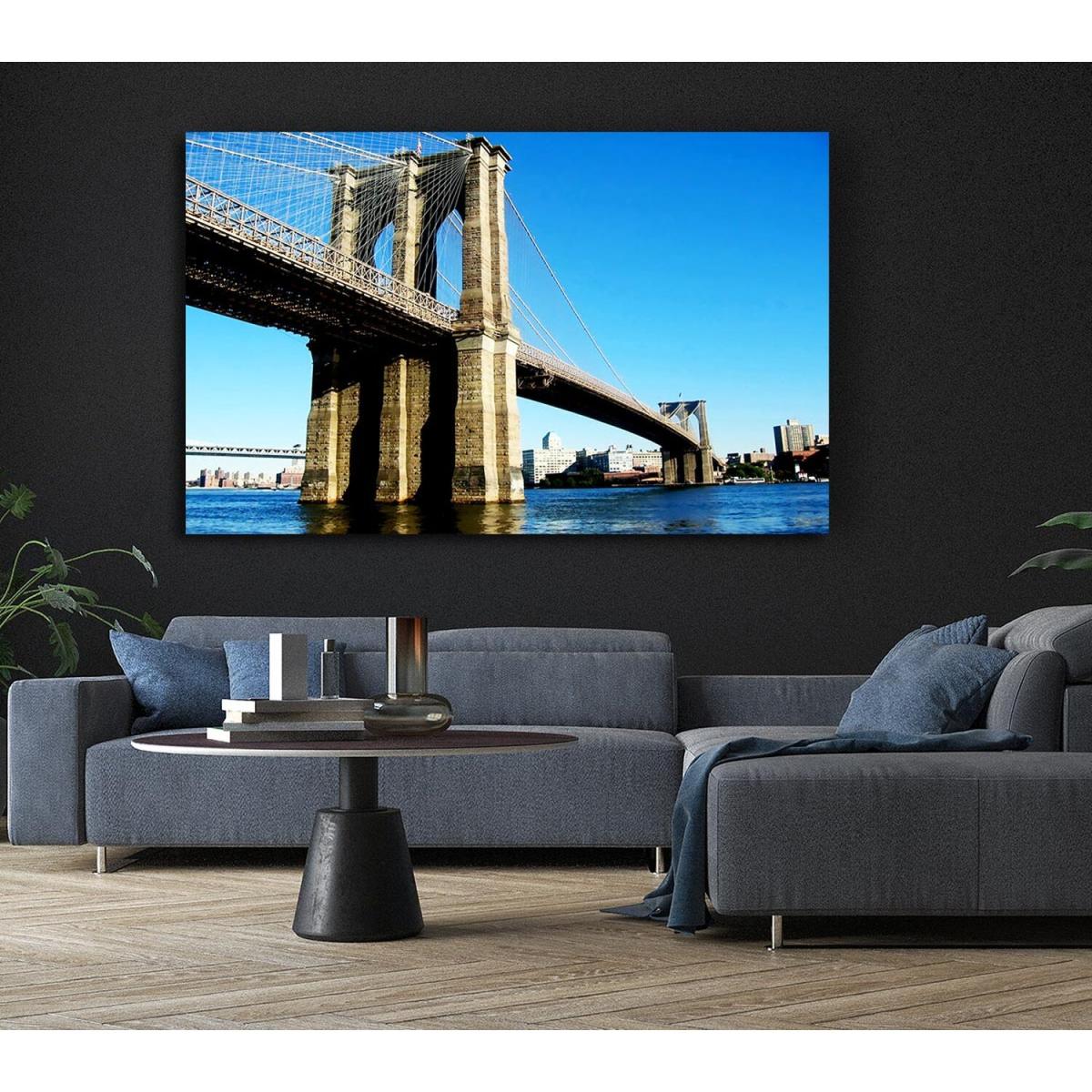 Brooklyn Bridge By Day Canvas Print Wall Art - Yellow / 66.04cm – image 6