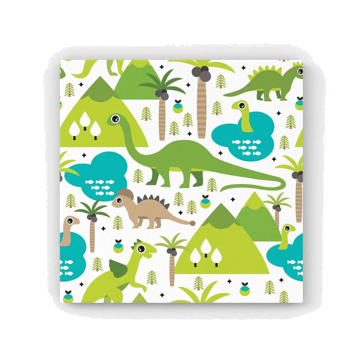 Baby Dinosaur Print HD Metal Print - Green / 56cm
