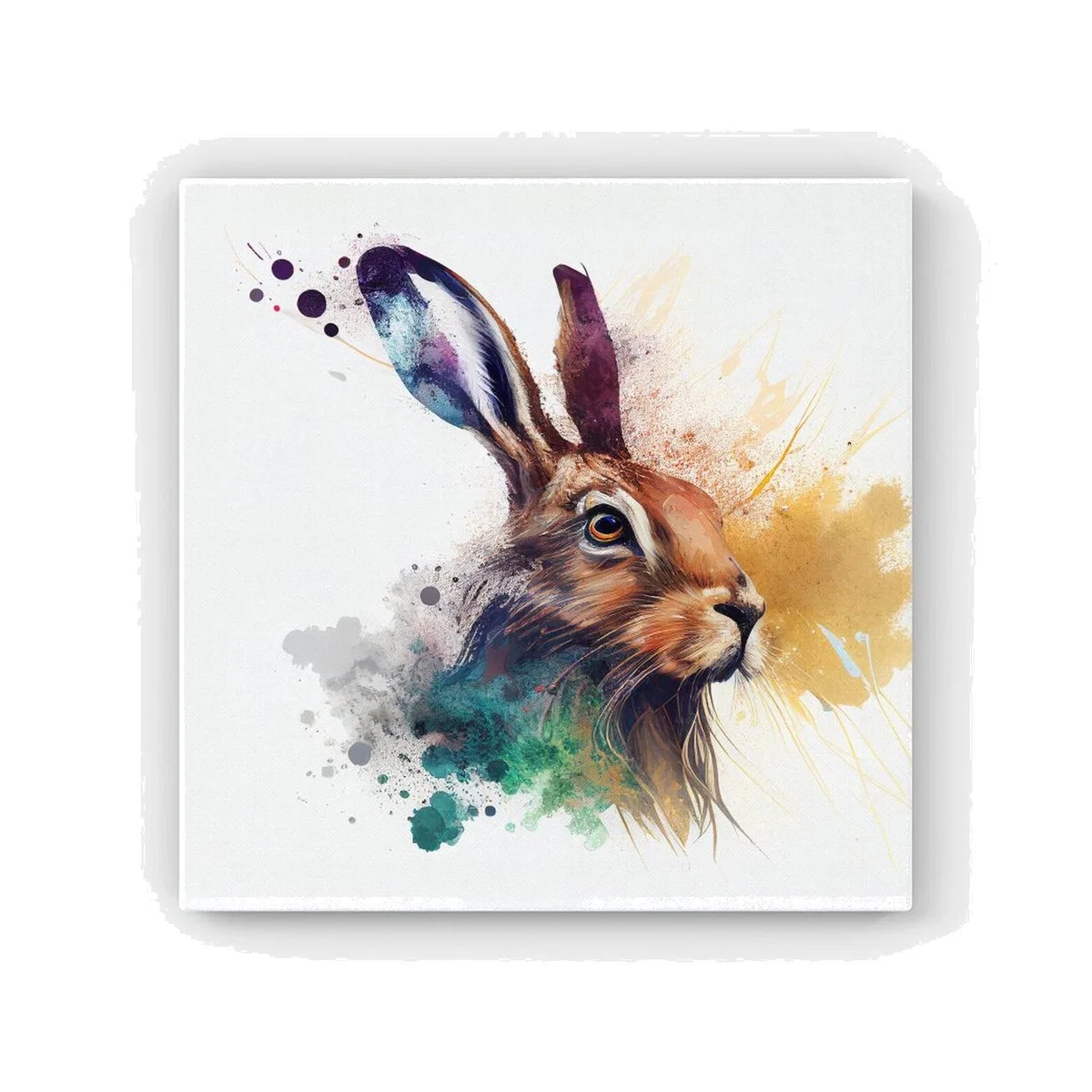 Hare Close Up Splashart HD Metal Print - Brown / 30cm