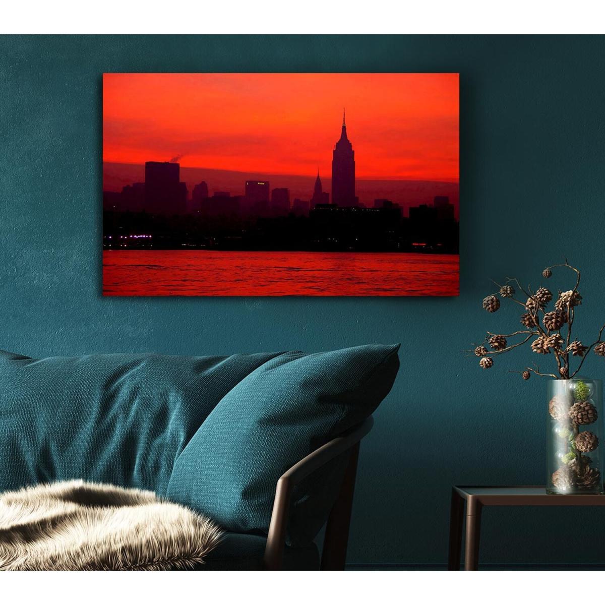 Empire State Red City Canvas Print Wall Art - Yellow / 35.56cm – image 5