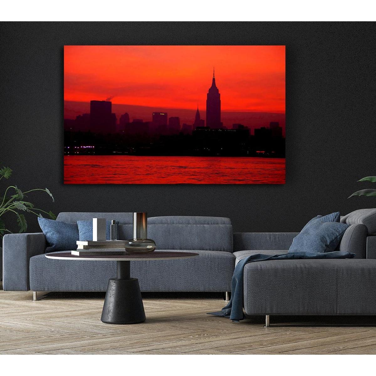 Empire State Red City Canvas Print Wall Art - Yellow / 35.56cm – image 6