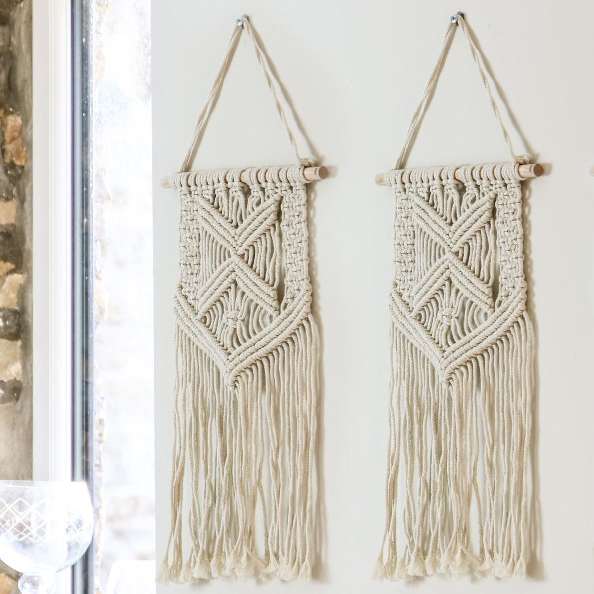 Macrame Wall Hangings - Set of 2  - Cream – image 3