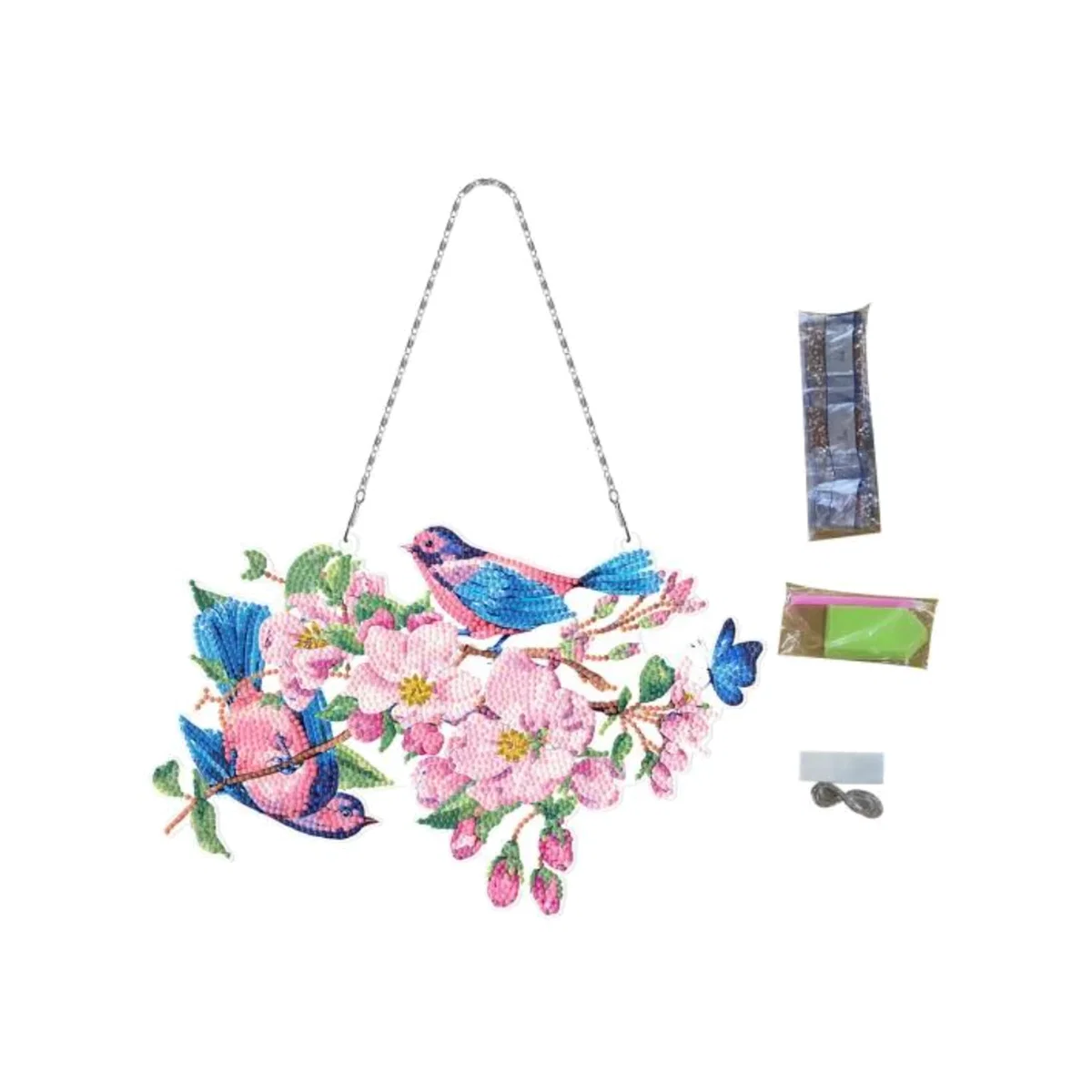 Floral Birds Hanging Diamond Painting Kit - Multi