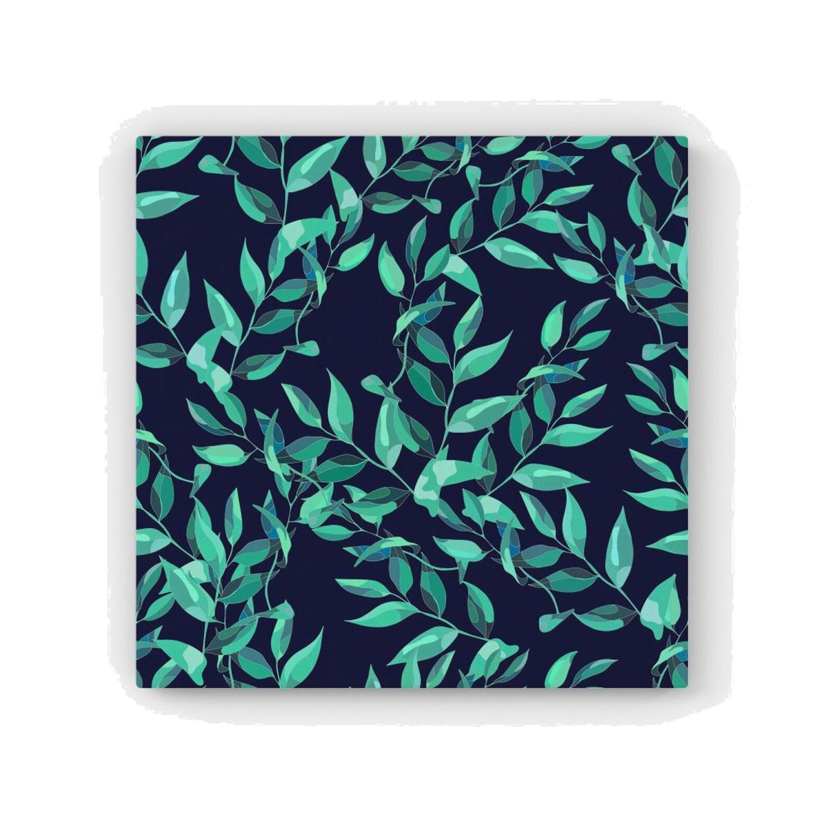 Delicate Green Foliage Canvas Print - Blue / 25.4cm
