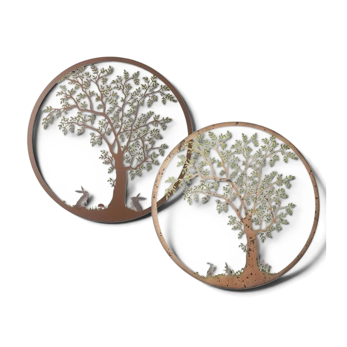 Hare and Tree Metal Wall Cutout Plaque - Choice of Design - Dark