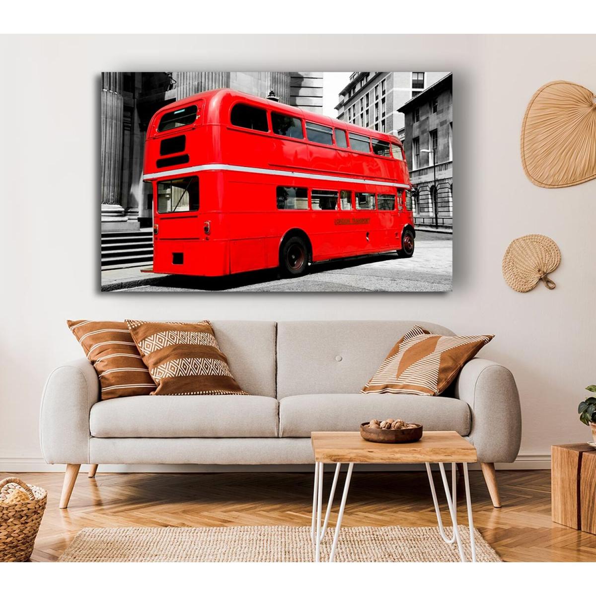 London Red Double Decker Bus Canvas Print Wall Art - Yellow / 50.8cm – image 3