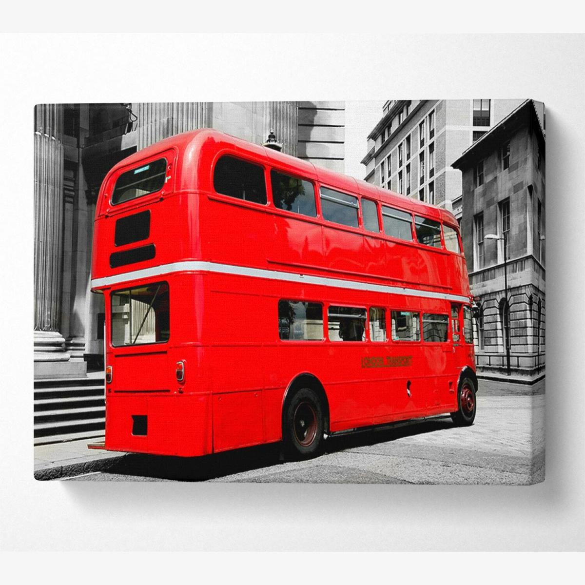 London Red Double Decker Bus Canvas Print Wall Art - Yellow / 50.8cm – image 1