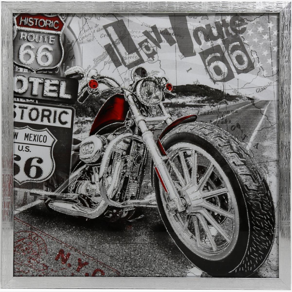 Route 66 Motorcycle Framed Art - Grey – image 1