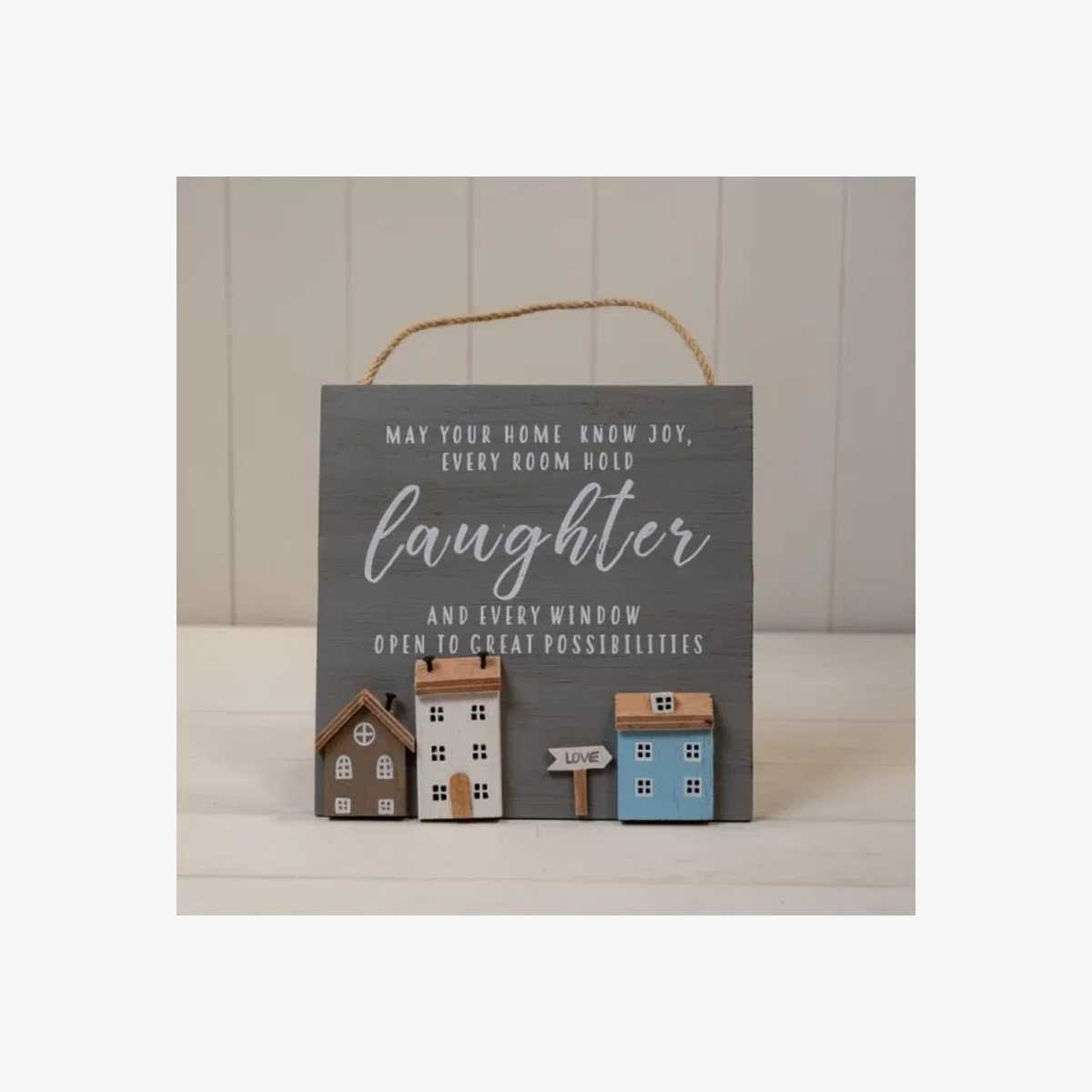 Grey Wooden Home Sign 'May Your Home Know Joy Every Room Hold Laughter - Grey