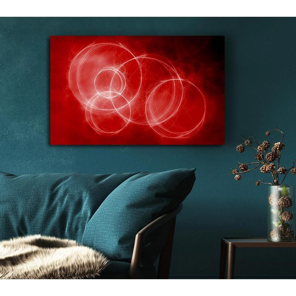 Smoke Rings Red Canvas Print Wall Art - Yellow / 81.28cm – image 4