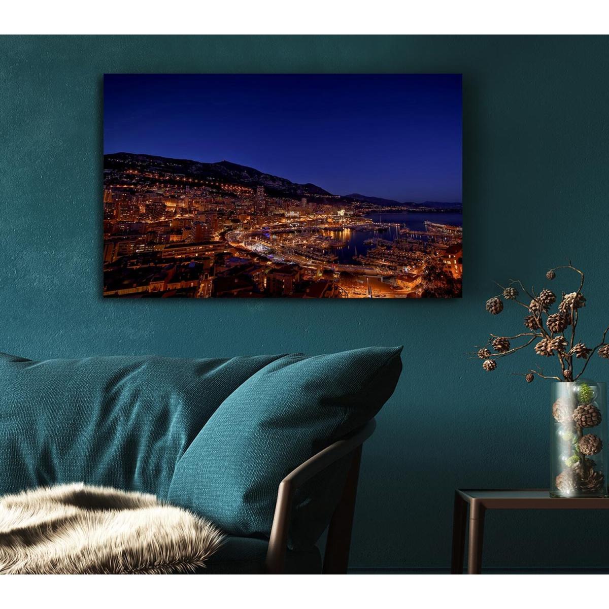 Monte Carlo Night Lights Canvas Print Wall Art - Yellow / 35.56cm – image 5