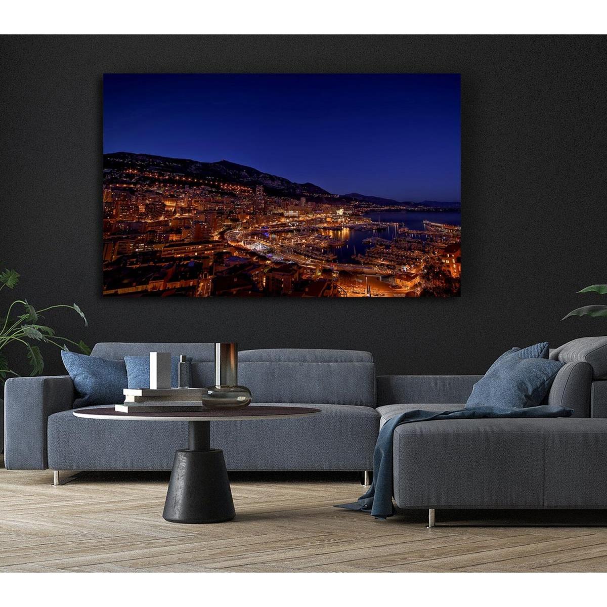 Monte Carlo Night Lights Canvas Print Wall Art - Yellow / 35.56cm – image 6