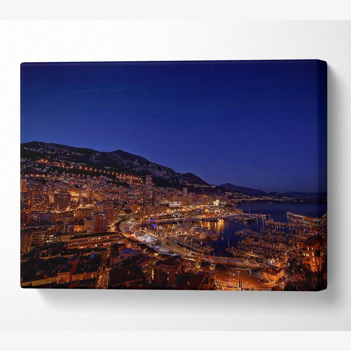 Monte Carlo Night Lights Canvas Print Wall Art - Yellow / 35.56cm – image 1