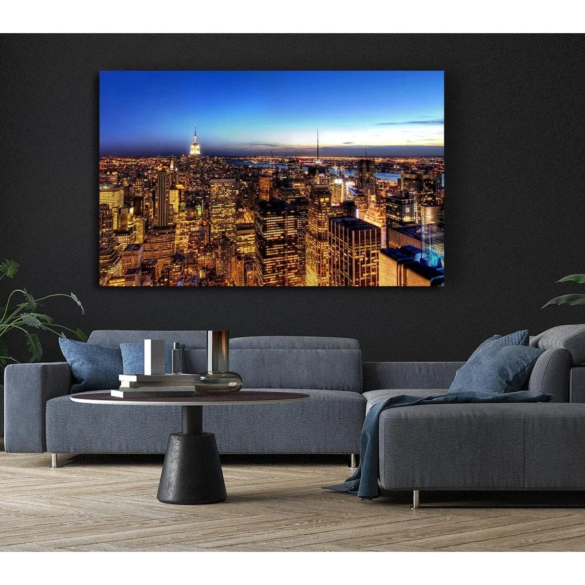 New York At Dusk Canvas Print Wall Art - Yellow / 81.28cm – image 3