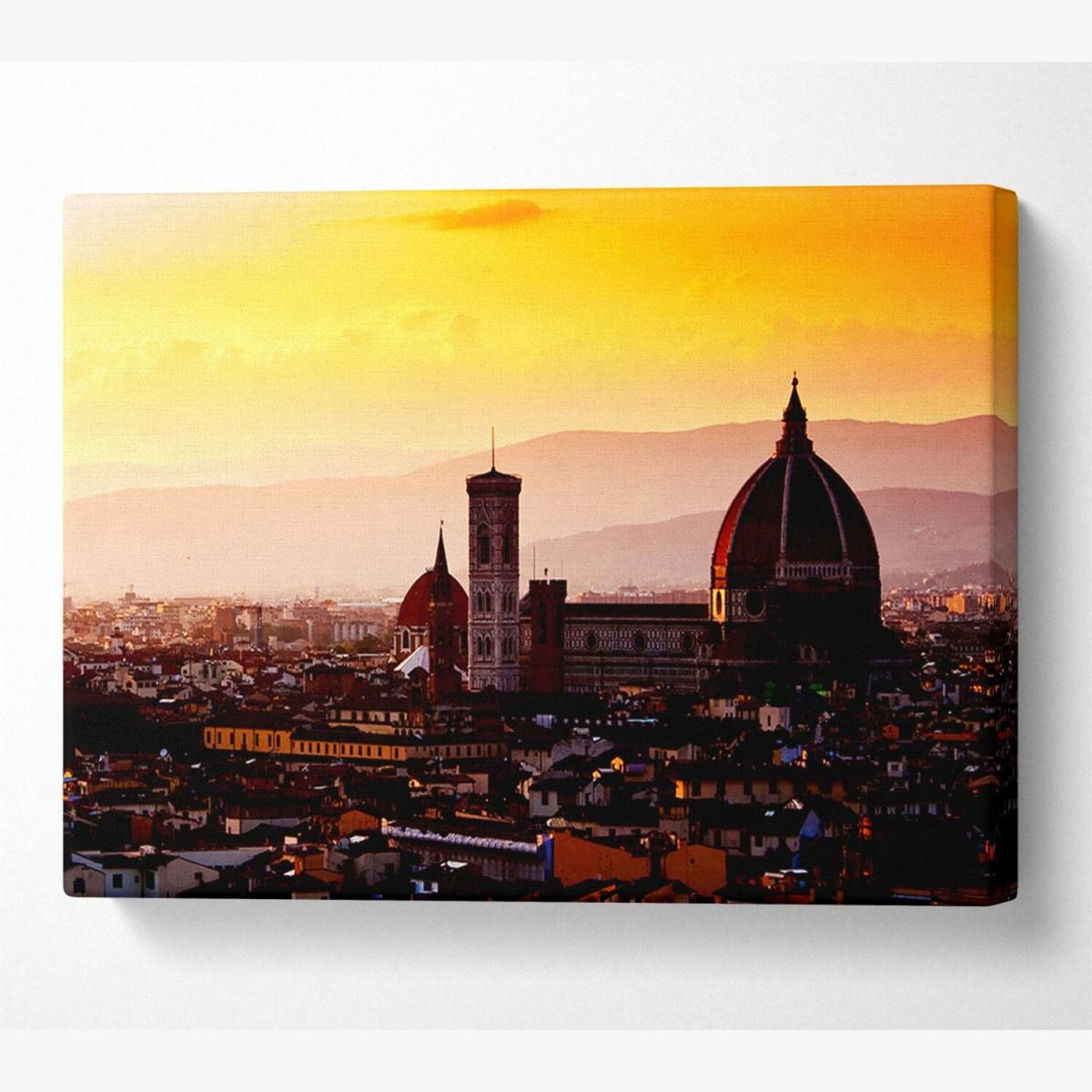 Ancient City Rooftops Canvas Print Wall Art - Yellow / 101.6cm – image 1