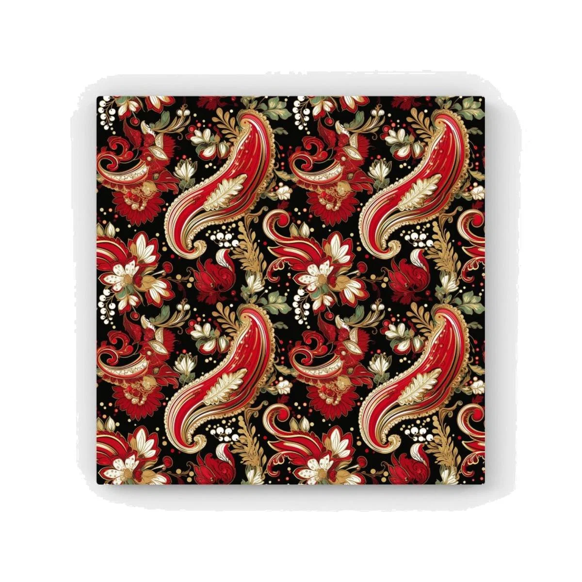 Paisley Christmas Stars Red Canvas Print - Red / 40.6cm