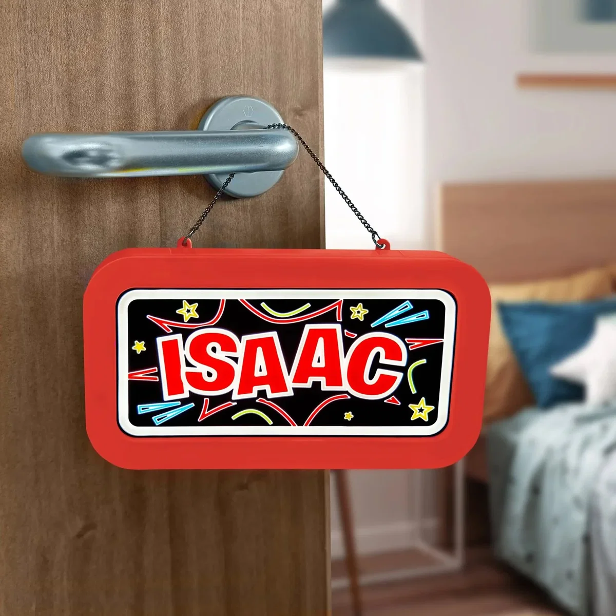 Isaac Pre-personalised Light-Up Neon Bedroom Sign - Black – image 2