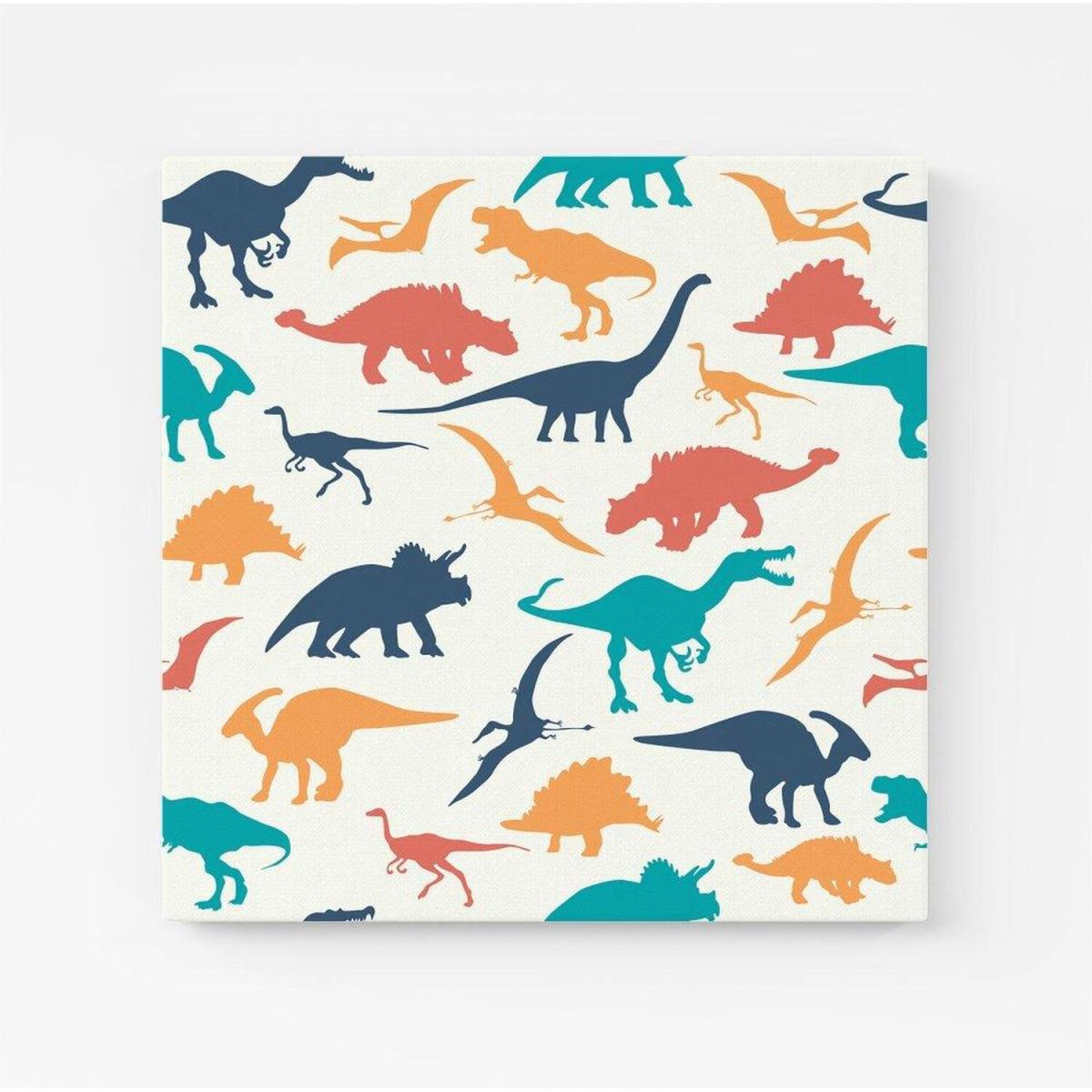 Multicoloured Dinosaurs Canvas Print - Yellow / Small – image 5