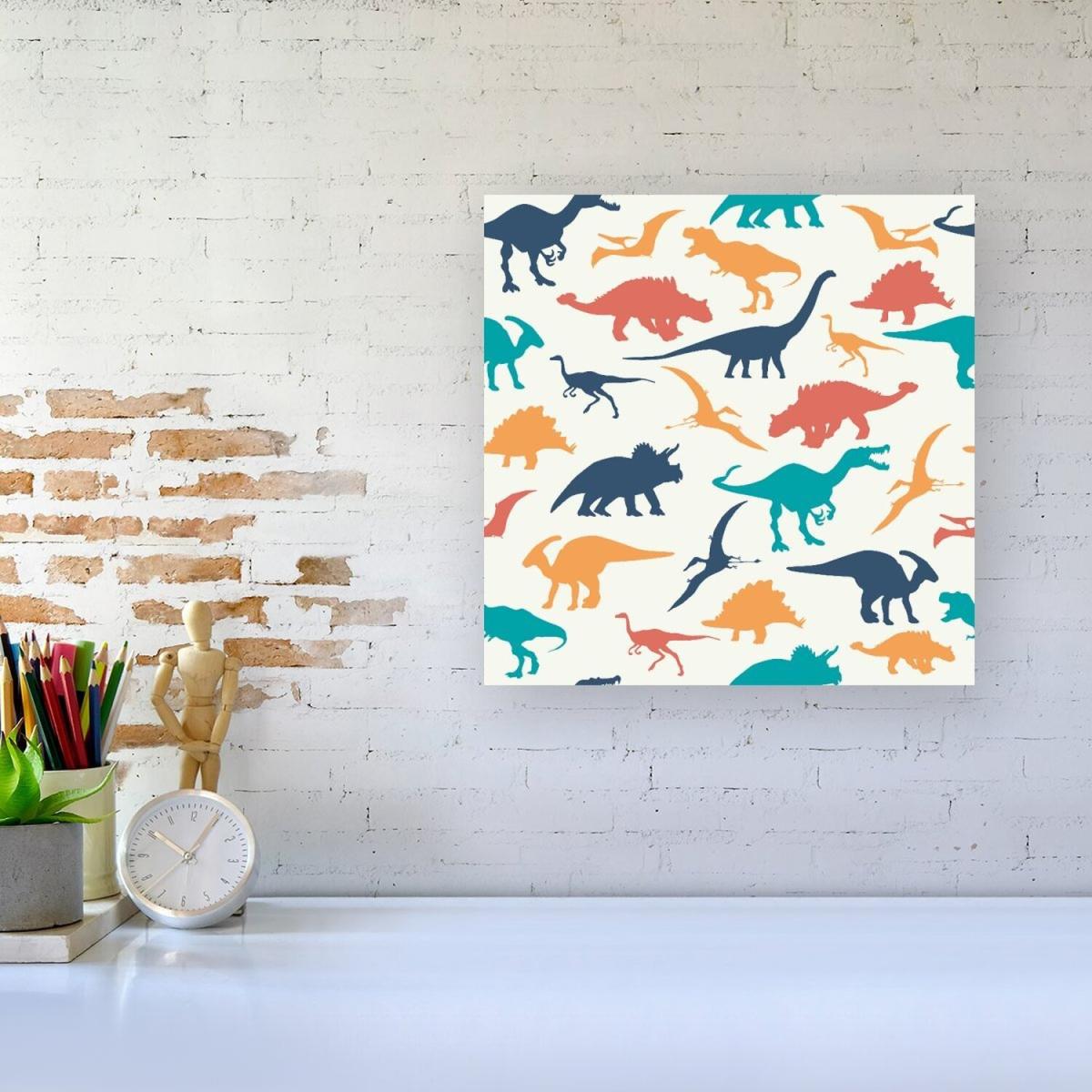 Multicoloured Dinosaurs Canvas Print - Yellow / Small – image 1