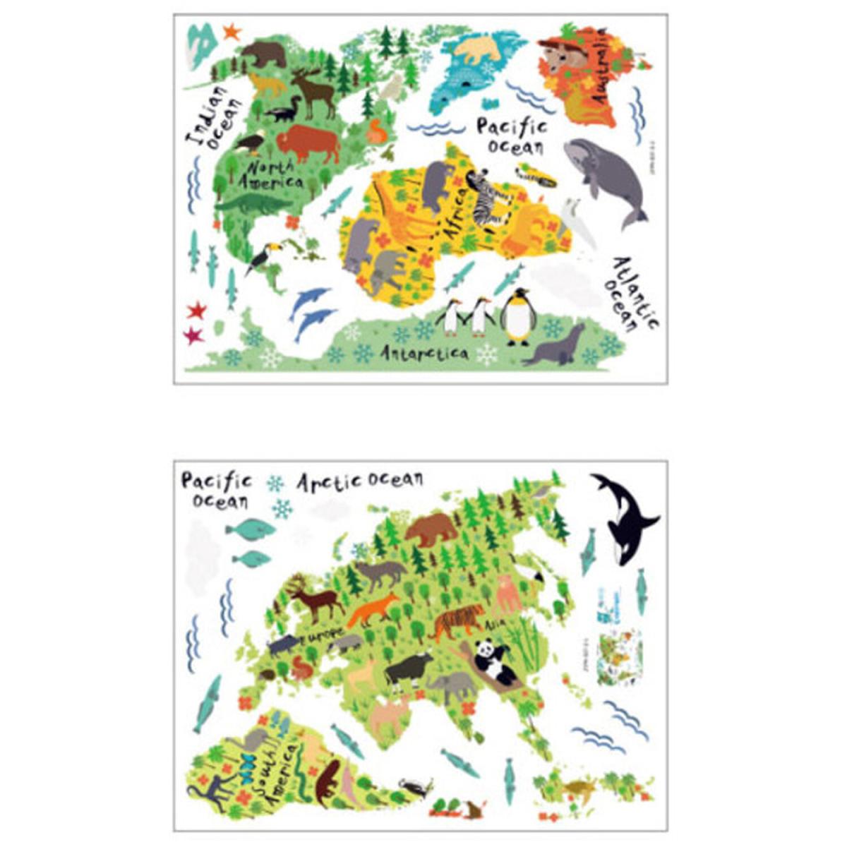 Kids Bedroom Animal and World Wall Stickers - Multicolour – image 2